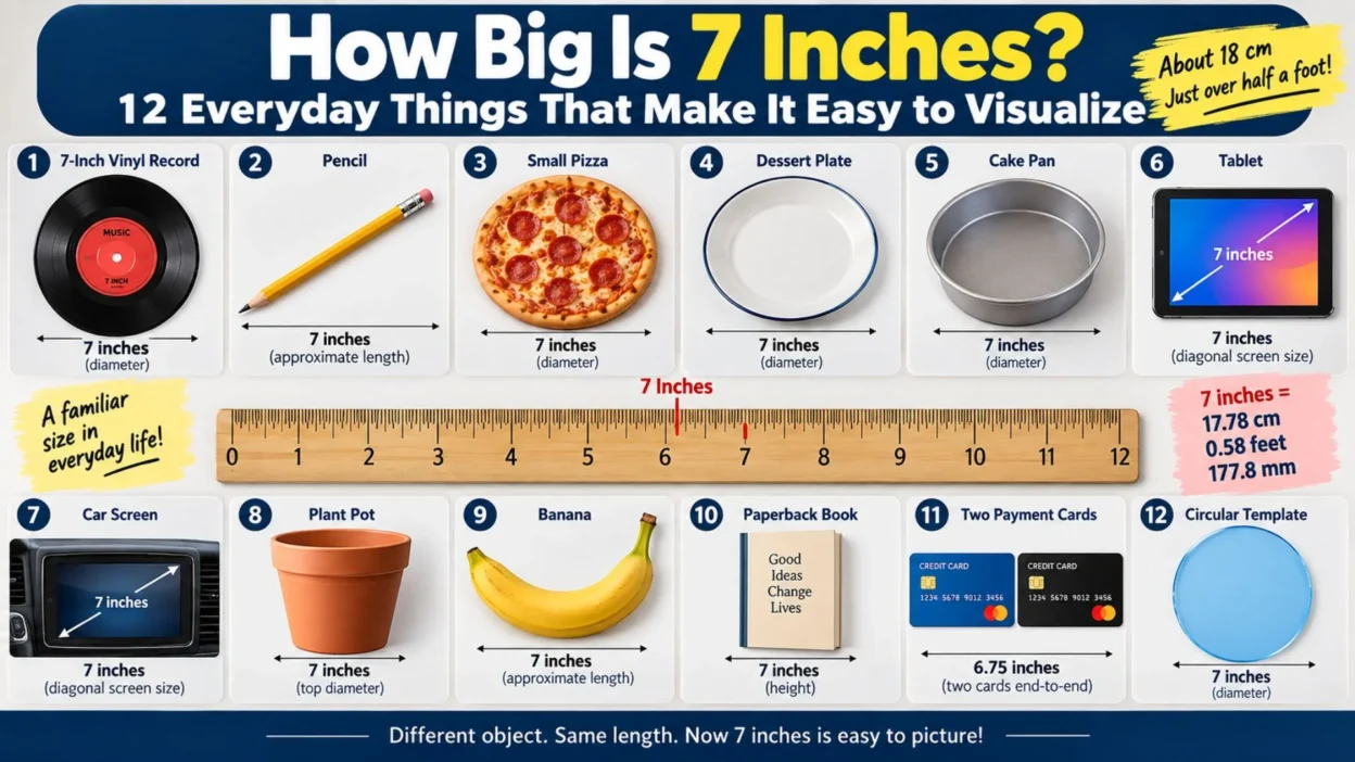 How big is 7 inches visualized with 12 everyday objects and exact size conversions