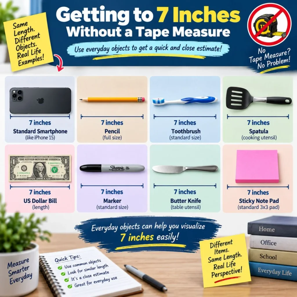 Ways to visualize 7 inches using everyday objects without a tape measure
